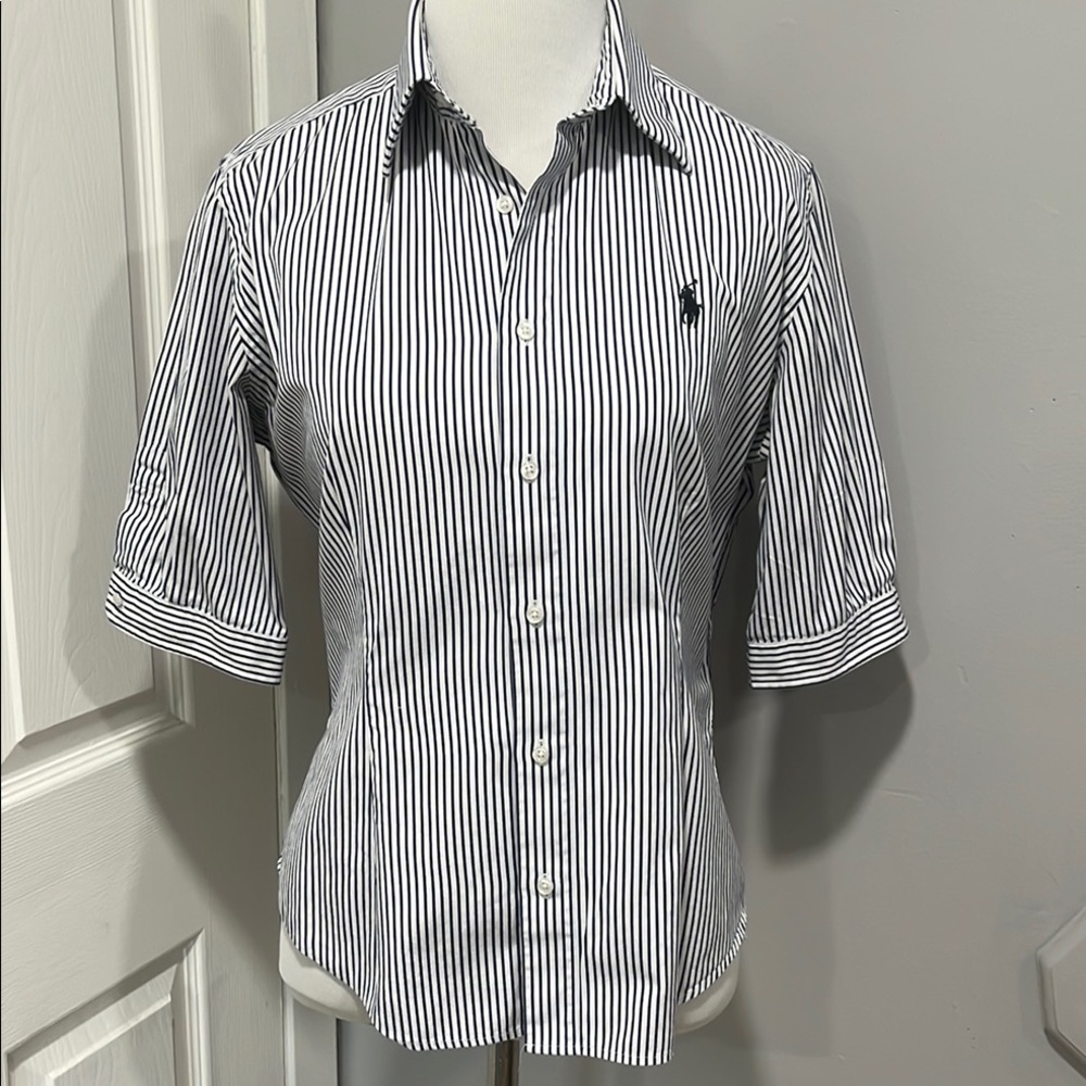 Ralph Lauren Navy and White Striped Blouse